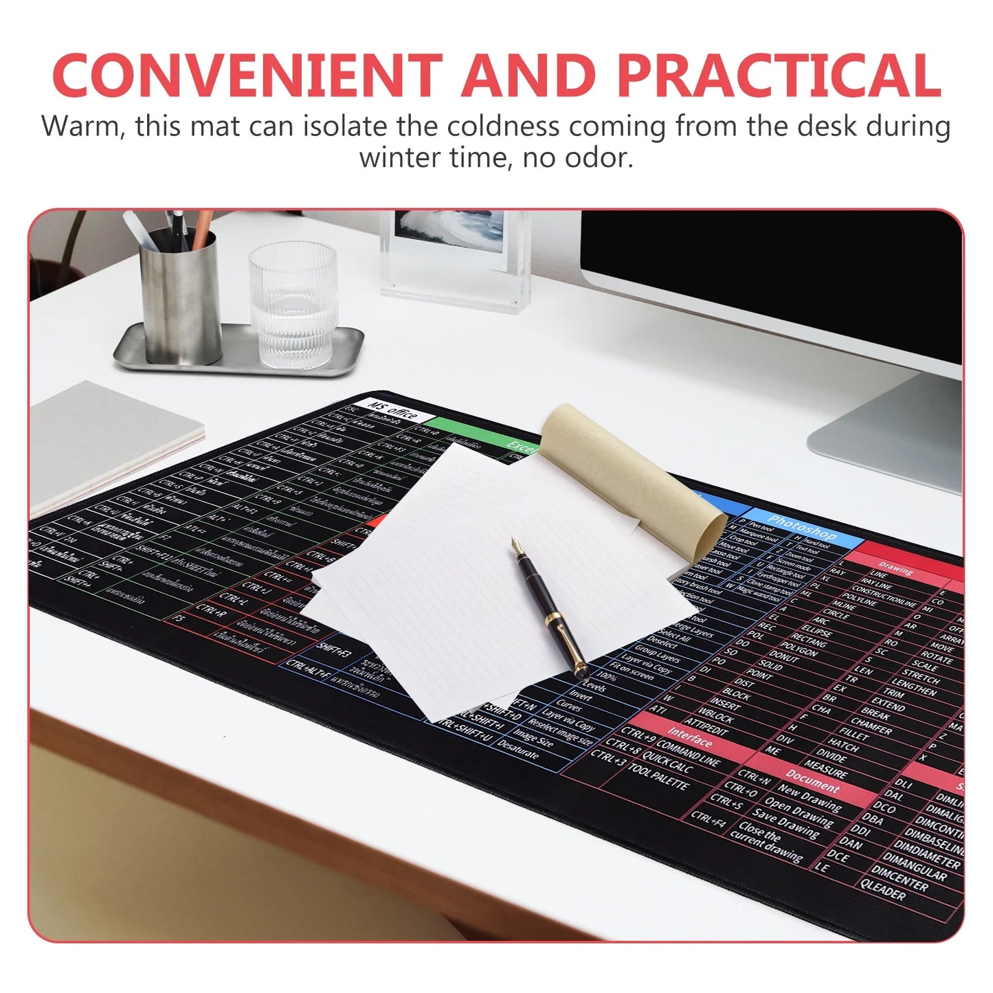 Imported English Shortcut Keys Keyboard & Mouse Pad (Large Size 30*80cm)