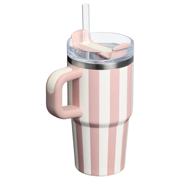 Mini Stanley Quencher H2.0 Tumbler 20 oz -Cabana Stripes Peach Whip
