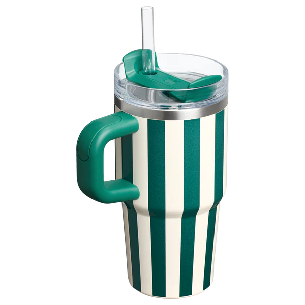 Mini Stanley Quencher H2.0 Tumbler 20 oz -Cabana Stripes Emerald