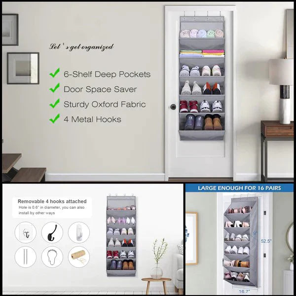 4 Compartments Over The Door Hanging Organizer.