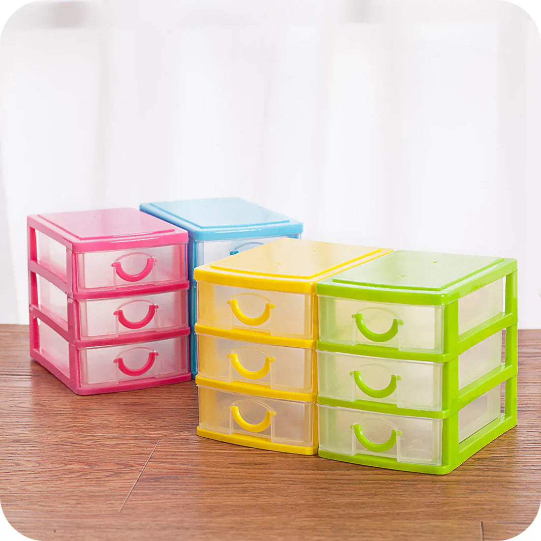 3 Drawers Mini Desktop Jewelry Makeup Organizer.