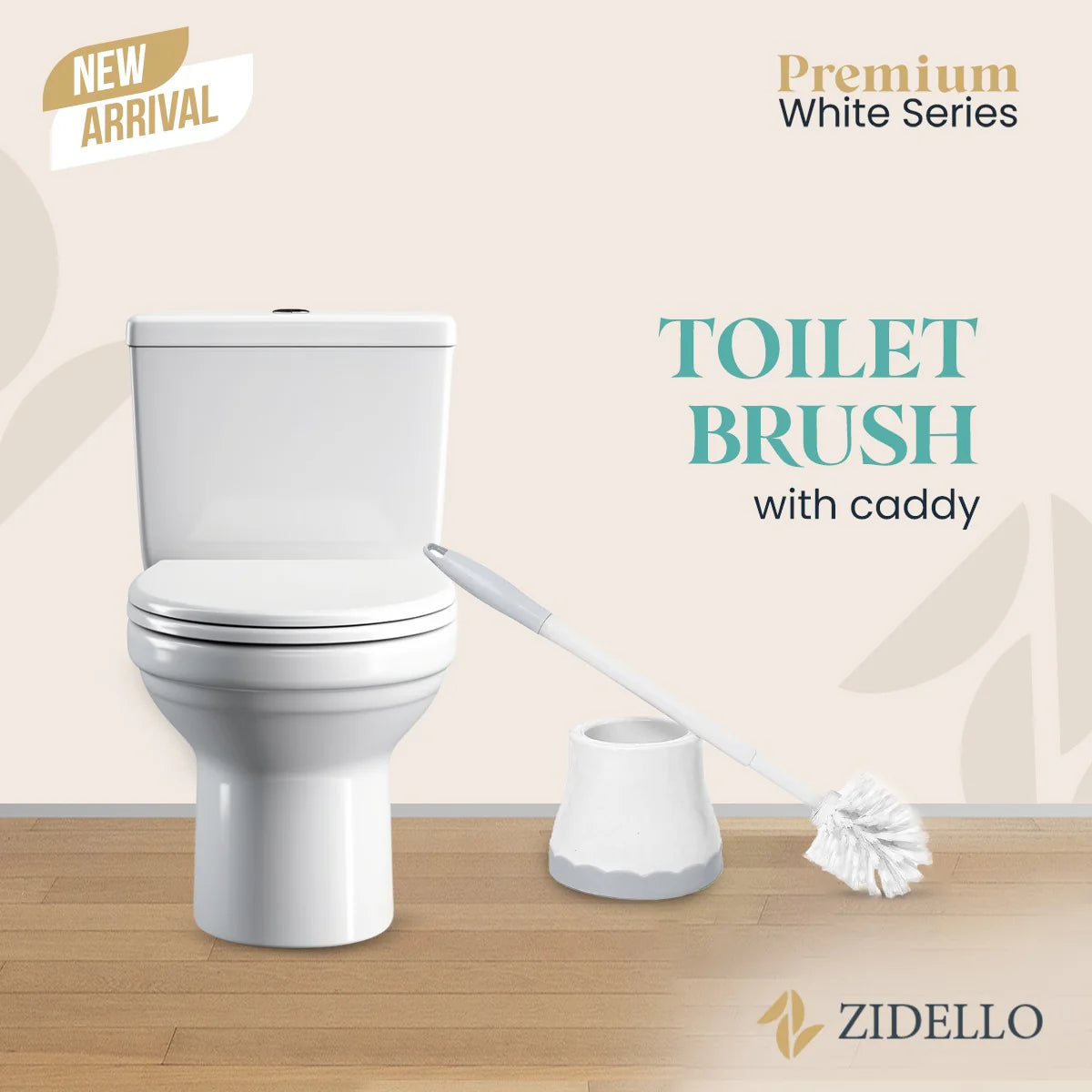 Premium White Toilet Brush with Caddy