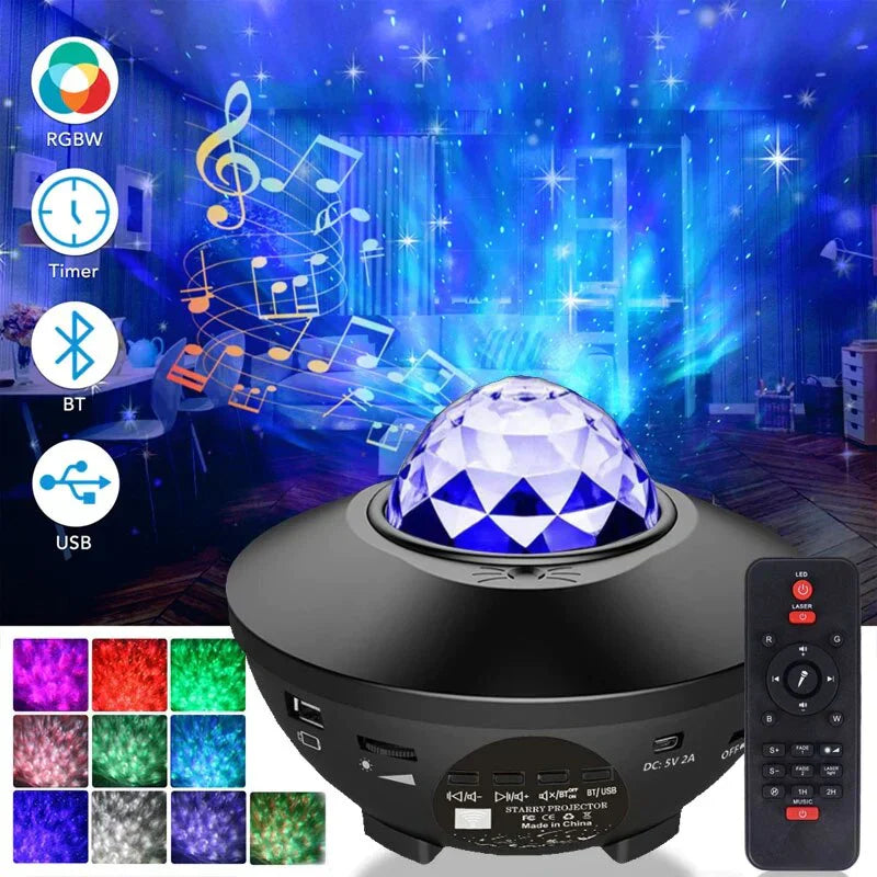 GALAXY PROJECTOR NIGHT LIGHT TABLE LAMP, USB LED BLUETOOTH MUSIC SPEAKER WITH 21 LIGHTING MODES