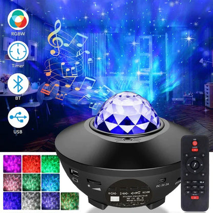 GALAXY PROJECTOR NIGHT LIGHT TABLE LAMP, USB LED BLUETOOTH MUSIC SPEAKER WITH 21 LIGHTING MODES