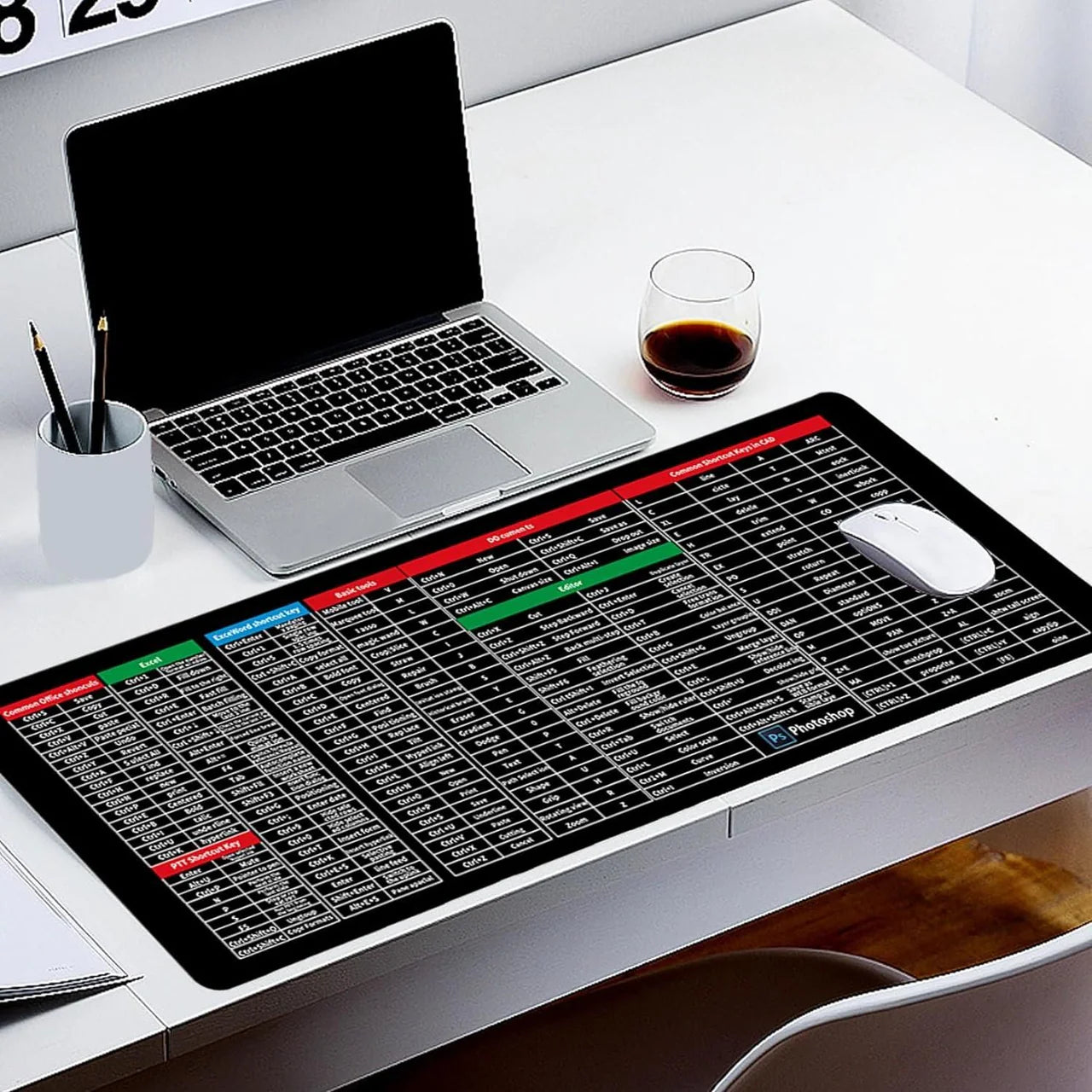 Imported English Shortcut Keys Keyboard & Mouse Pad (Large Size 30*80cm)