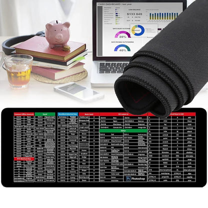 Imported English Shortcut Keys Keyboard & Mouse Pad (Large Size 30*80cm)