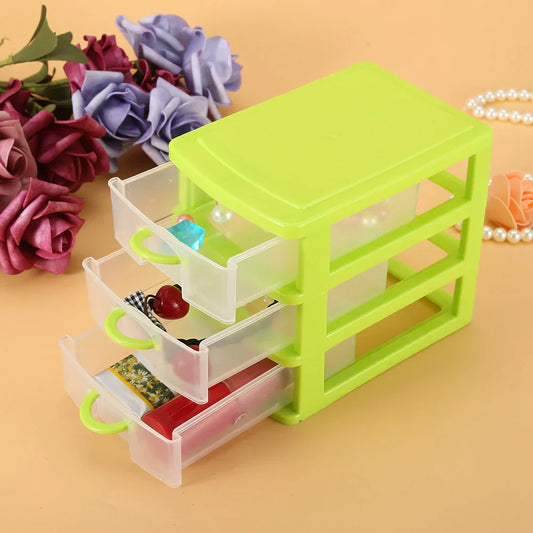 3 Drawers Mini Desktop Jewelry Makeup Organizer.