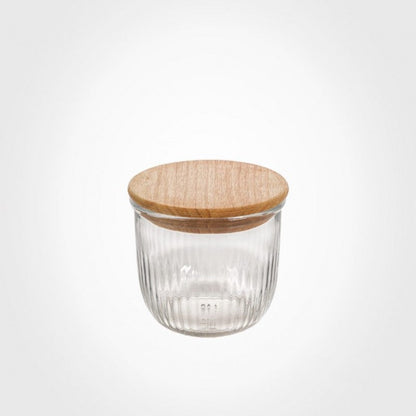 GLASS BOWL WITH WOODEN LID 470 ML 2175