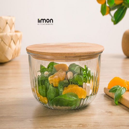 LIMON GLASS BOWL WITH WOODEN LID 1.8 L 2177