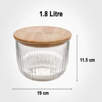 LIMON GLASS BOWL WITH WOODEN LID 1.8 L 2177