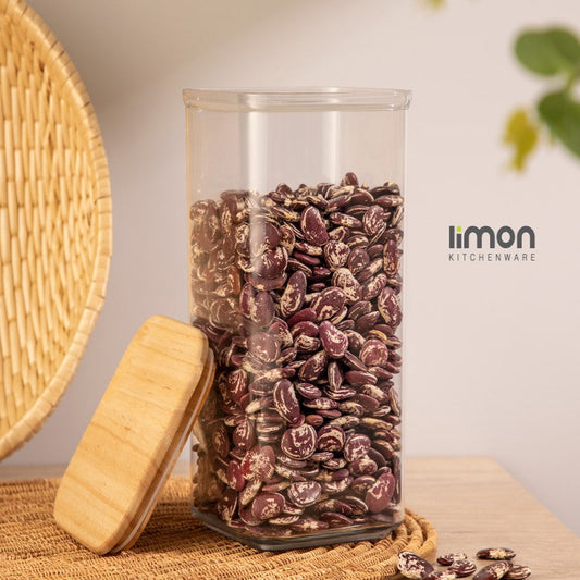 LIMON SQUARE CANISTER WITH WOODEN LID 1.9 L 2207