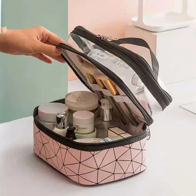 Double layers cosmetic bag