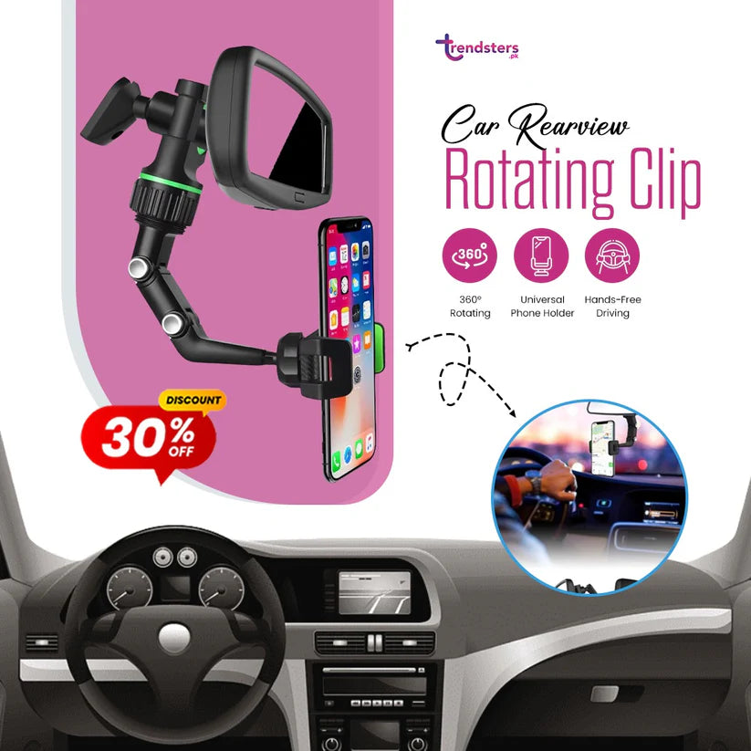 360° Rotating Rearview Mirror Phone Holder