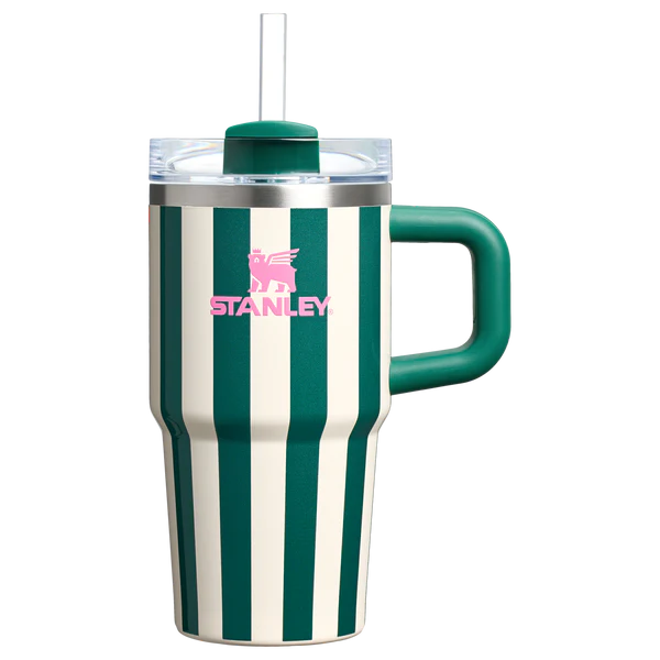 Mini Stanley Quencher H2.0 Tumbler 20 oz -Cabana Stripes Emerald