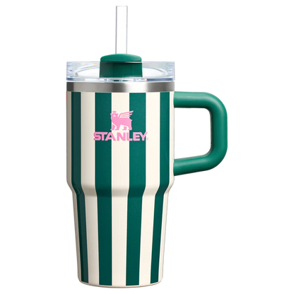 Mini Stanley Quencher H2.0 Tumbler 20 oz -Cabana Stripes Emerald