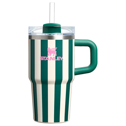 Mini Stanley Quencher H2.0 Tumbler 20 oz -Cabana Stripes Emerald