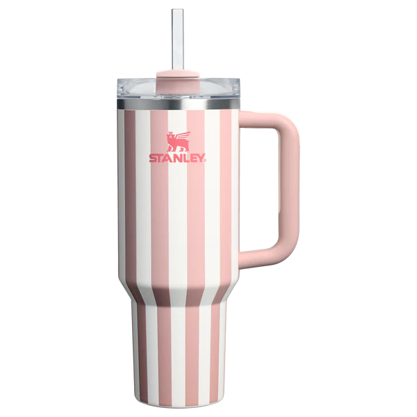 Stanley Quencher H2.0 Tumbler 40 oz -Cabana Stripes Peach Whip