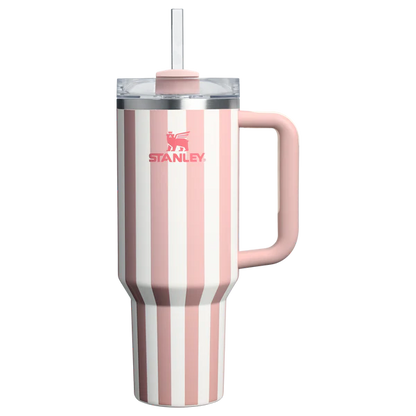 Stanley Quencher H2.0 Tumbler 40 oz -Cabana Stripes Peach Whip