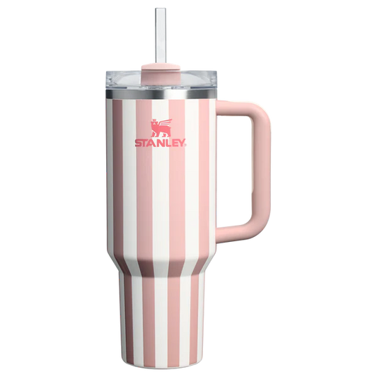 Stanley Quencher H2.0 Tumbler 40 oz -Cabana Stripes Peach Whip