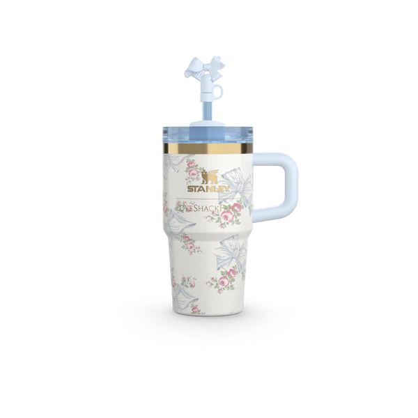 Mini Stanley Quencher H2.0 Tumbler 20 oz - LoveShackFancy Holiday Gentian Blue