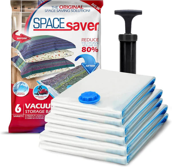 6 Vacuum Storage Bags & Suction Pump