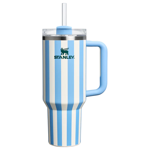 Stanley Quencher H2.0 Tumbler 40 oz -Cabana Stripes Cornflower