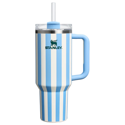 Stanley Quencher H2.0 Tumbler 40 oz -Cabana Stripes Cornflower