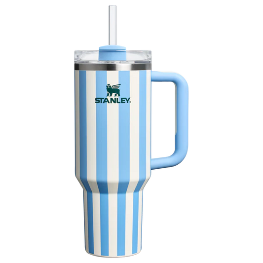 Stanley Quencher H2.0 Tumbler 40 oz -Cabana Stripes Cornflower