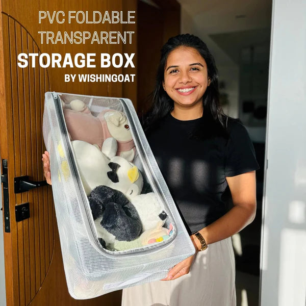 Foldable Transparent Storage Box for Shoes, Toys, Clothes, Books.