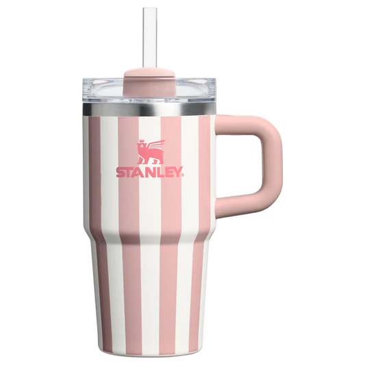 Mini Stanley Quencher H2.0 Tumbler 20 oz -Cabana Stripes Peach Whip