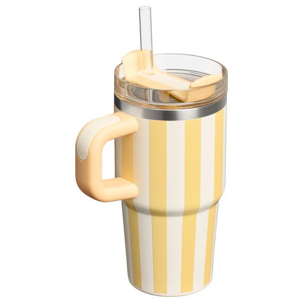 Mini Stanley Quencher H2.0 Tumbler 20 oz -Cabana Stripes Butter