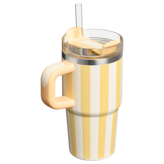 Mini Stanley Quencher H2.0 Tumbler 20 oz -Cabana Stripes Butter