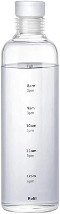 Time Marker Transparent Water Bottle 500ml - Random Color