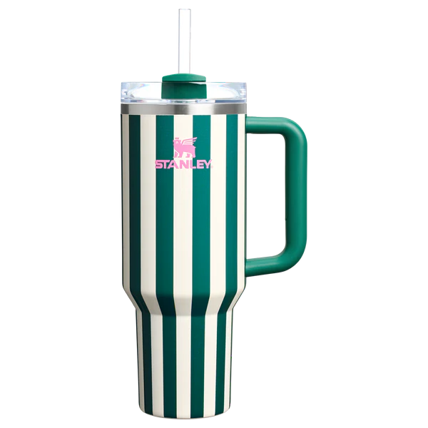 Stanley Quencher H2.0 Tumbler 40 oz -Cabana Stripes Emerald