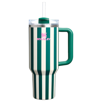 Stanley Quencher H2.0 Tumbler 40 oz -Cabana Stripes Emerald