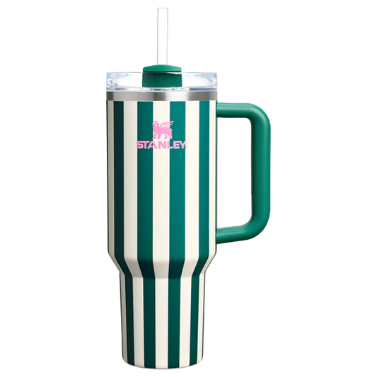 Stanley Quencher H2.0 Tumbler 40 oz -Cabana Stripes Emerald