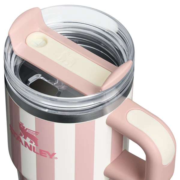 Mini Stanley Quencher H2.0 Tumbler 20 oz -Cabana Stripes Peach Whip