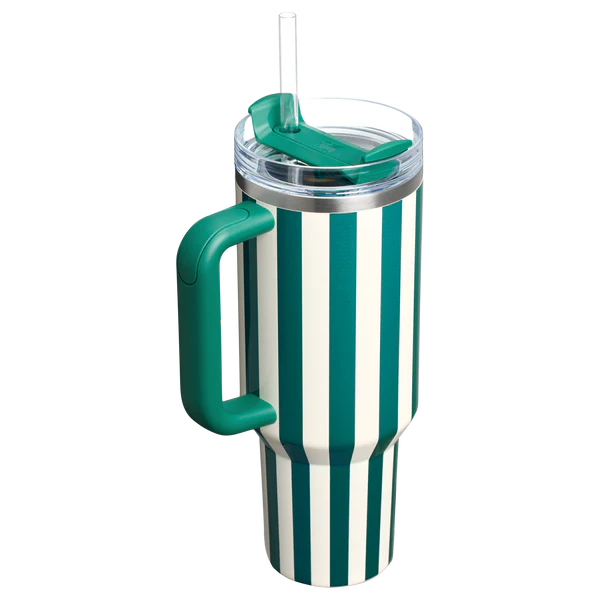 Stanley Quencher H2.0 Tumbler 40 oz -Cabana Stripes Emerald