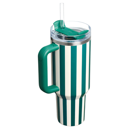 Stanley Quencher H2.0 Tumbler 40 oz -Cabana Stripes Emerald