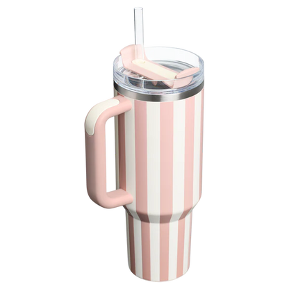 Stanley Quencher H2.0 Tumbler 40 oz -Cabana Stripes Peach Whip