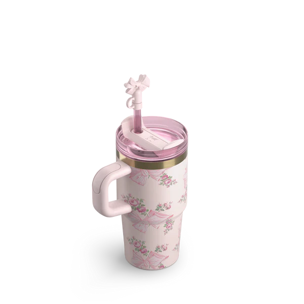 Mini Stanley Quencher H2.0 Tumbler 20 oz - LoveShackFancy Holiday Blush Pink