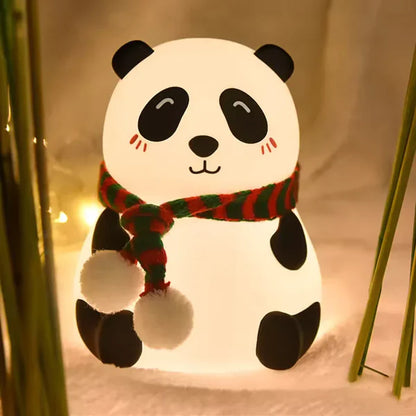 Cute Silicone Panda Lamp With Muffler - Night Light Lamp