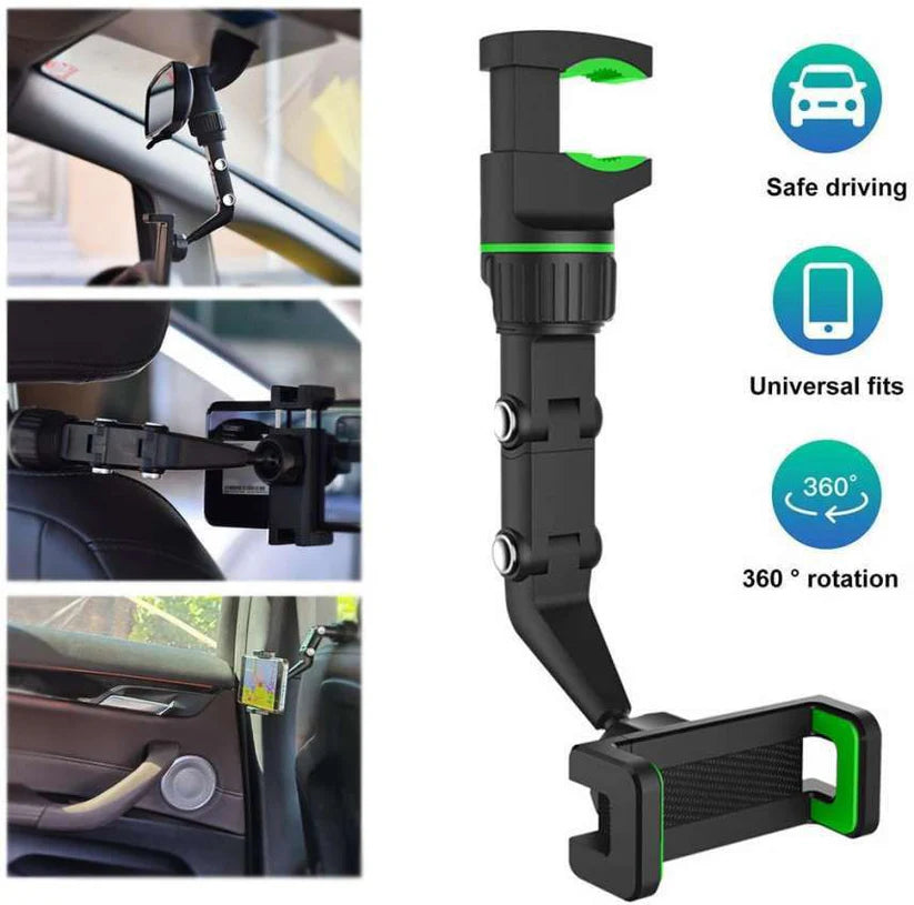 360° Rotating Rearview Mirror Phone Holder