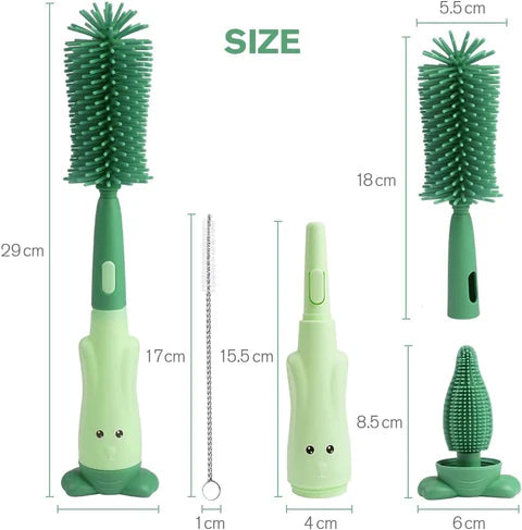 3-in-1 Silicone Baby Bottle Cleaning Brush Set – Pacifier, Straw, and Bottle Scrubber
