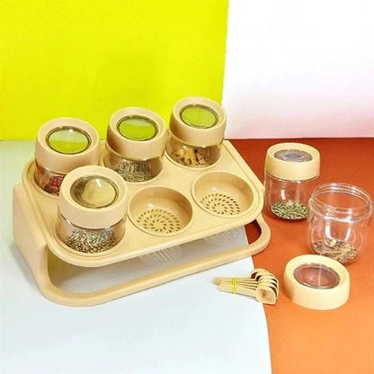 6Pcs Masala Rack Spice Jars