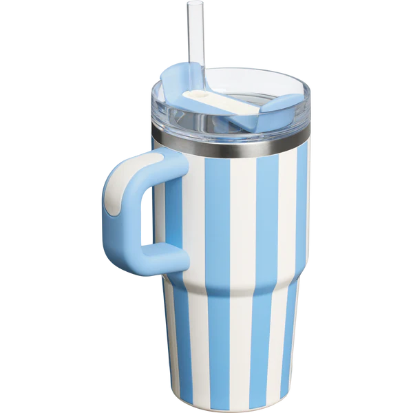 Mini Stanley Quencher H2.0 Tumbler 20 oz -Cabana Stripes Cornflower