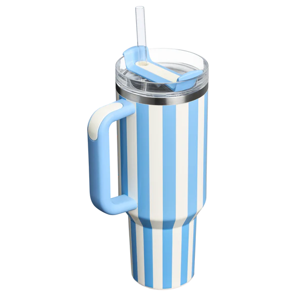 Stanley Quencher H2.0 Tumbler 40 oz -Cabana Stripes Cornflower