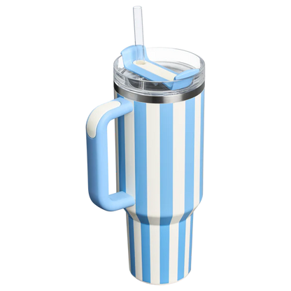 Stanley Quencher H2.0 Tumbler 40 oz -Cabana Stripes Cornflower