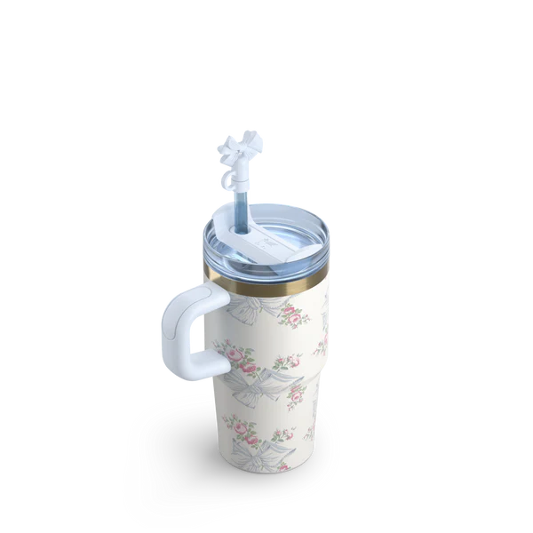 Mini Stanley Quencher H2.0 Tumbler 20 oz - LoveShackFancy Holiday Gentian Blue