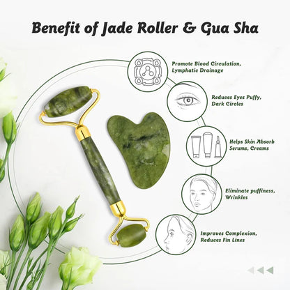 Jade Roller & Gua Sha Stone Set